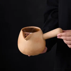 Full product view of 23.7oz handmade ceramic side handle kyusu teapot