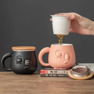 3d cat ceramic tea mug with infuser and lid 13.5oz multi color options