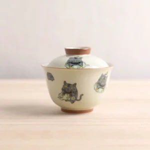 Full set of cartoon tiger pattern porcelain gaiwan with matching teacup