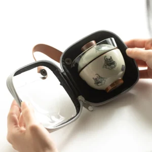 Full chawan travel tea set with ceramic teapot teacup and travel bag