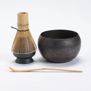 Complete 13.5oz matcha tea bowl full set with all tools displayed