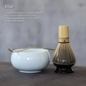 blue variant complete traditional matcha tea bowl set with all tools