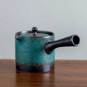6oz crackle glaze ceramic kyusu side handle teapot full product view