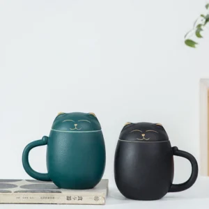 Full collection of cute cat ceramic tea mug and tea canister set multiple styles