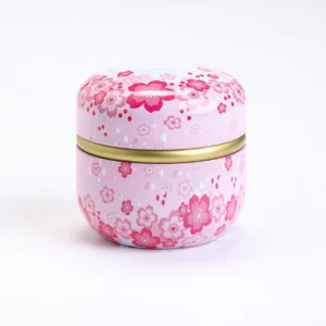 Decorative sealed matcha storage canister style A floral print pink