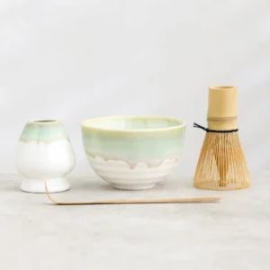Full complete 10oz matcha tea bowl set with all tools displayed