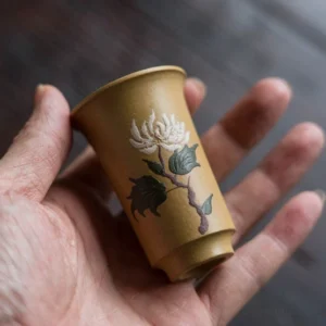 Hand Painted Duan Ni Zisha Tea Cup Four Gentlemen Pattern 1.7oz