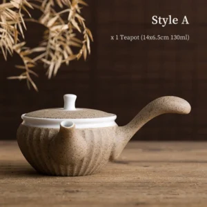 style a speckled light brown ceramic side handle porcelain teapot