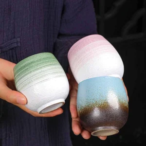 Handcrafted Chinese porcelain tea cup 5oz with unique artisan glaze