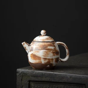 6.7oz handcrafted dragon egg porcelain teapot full side view