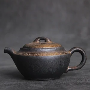 handcrafted gilded rustic porcelain teapot full product front view 6.4oz