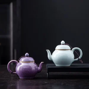 Full view of handcrafted small 3.4oz Chinese porcelain teapot product