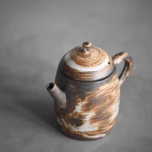 Handcrafted 3.7oz Wabi-Sabi Porcelain Teapot Side View