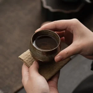 Handmade kiln changed Chinese clay gongfu tea cup 2.7oz overall view