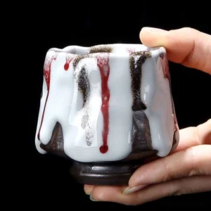 Handmade flow glaze Jianzhan tea bowl Chinese Gongfu tea cup