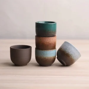 Handmade gradient Chinese ceramic tea bowl 1.7oz speckled clay tea cup