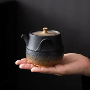 Handmade gradient clay teapot from Jingdezhen 6oz full product view