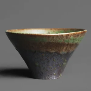 Handmade iron rust glaze Jianzhan bamboo hat tea cup side view