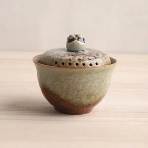 Handmade large style A crackle glaze porcelain gaiwan green brown kiln change