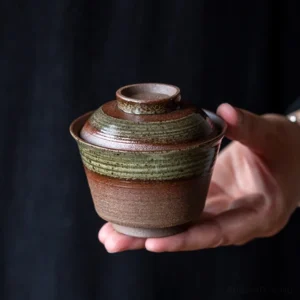 Handmade vintage rough clay gaiwan 4.2oz full product view
