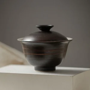 Japanese handcrafted black clay porcelain gaiwan 4.7oz full product view