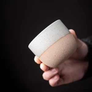 Set of 6 handcrafted two-tone Japanese ceramic green tea bowls 4.7oz