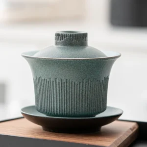 japanese style textured ceramic gaiwan full set 4.7oz