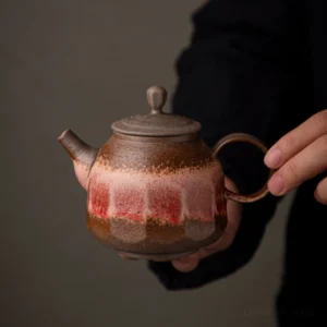 Japanese Vintage Handcrafted Ceramic Clay Teapot 7oz Full View