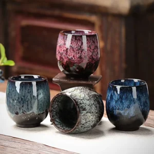 Handmade Jian Zhan kiln change porcelain tea cup 5.4oz full product view