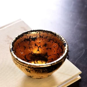 Handcrafted Jianzhan Gold Oil Spot Tea Bowl 4.4oz Jianyang Chinese Tea Cup