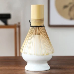 complete 3-piece matcha preparation tool set with chasen, naoshi chasen holder, and chashaku