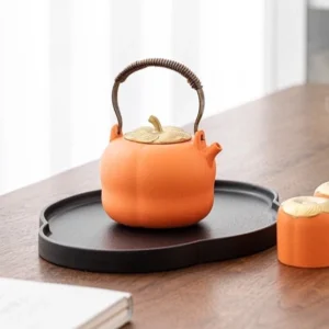 full persimmon shape porcelain orange teapot product view