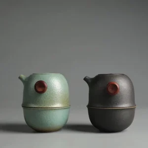 Full assembled portable ceramic travel chawan set with carrying bag