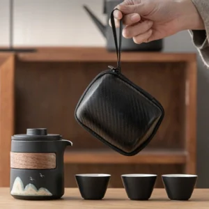 10oz portable ceramic travel chawan tea set full unboxed view