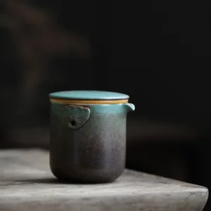 Complete portable ceramic travel chawan tea set with black carrying bag
