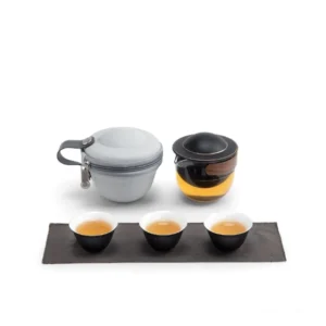 Portable ceramic glass travel kung fu chawan set full set unboxed view