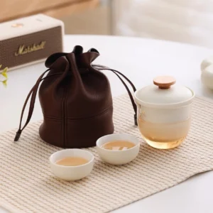 7.4oz portable glass ceramic chawan travel tea set full unboxed view