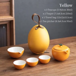 portable fruit shape ceramic travel chawan tea set full set display