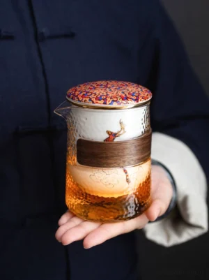 Full portable travel chawan kung fu tea set with carrying case, complete all components displayed