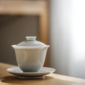 Full complete ru kiln porcelain gaiwan tea set with tea tray
