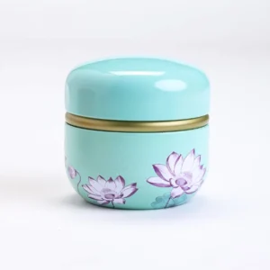 Style A tiffany blue purple lotus chinese style airtight matcha tea canister
