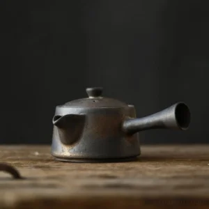Vintage 4oz Japanese Kyusu side handle ceramic teapot full product view