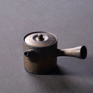 vintage dark gold textured porcelain side handle kyusu teapot 5.9oz main view