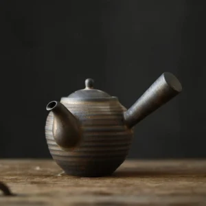vintage retro textured side handle porcelain teapot 8.5oz full view