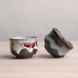 handcrafted wabi-sabi petal ceramic tea cup 2oz